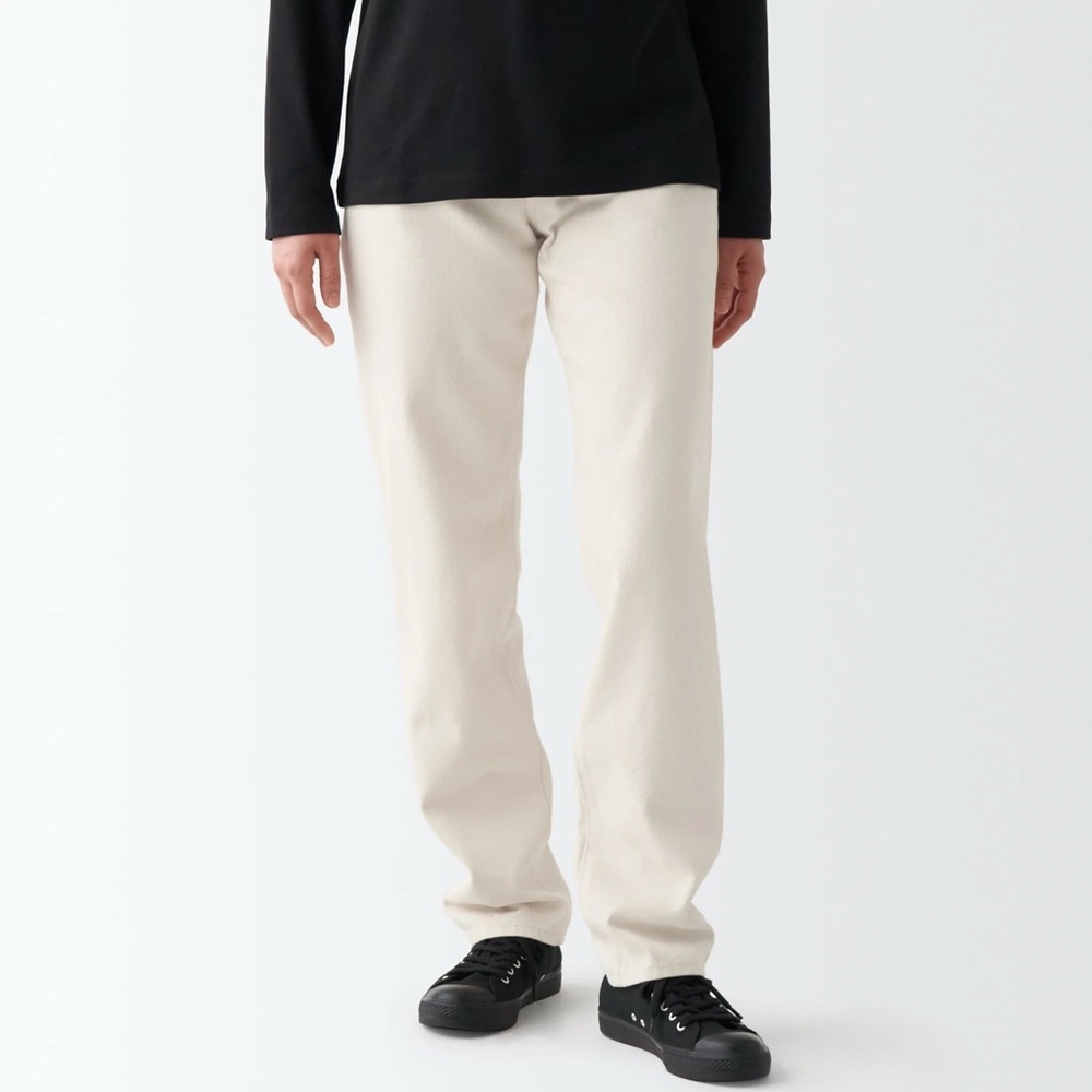 Muji Women's Cream Straight Jeans
